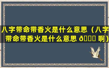 八字带命带香火是什么意思（八字带命带香火是什么意思 🐘 啊）